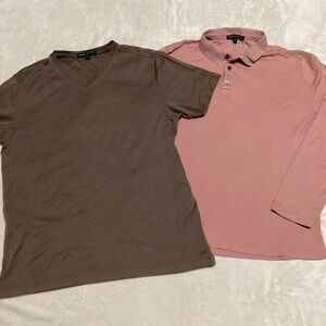 Robert Barakett Brown V-Neck and Pink Polo Shirt Duo